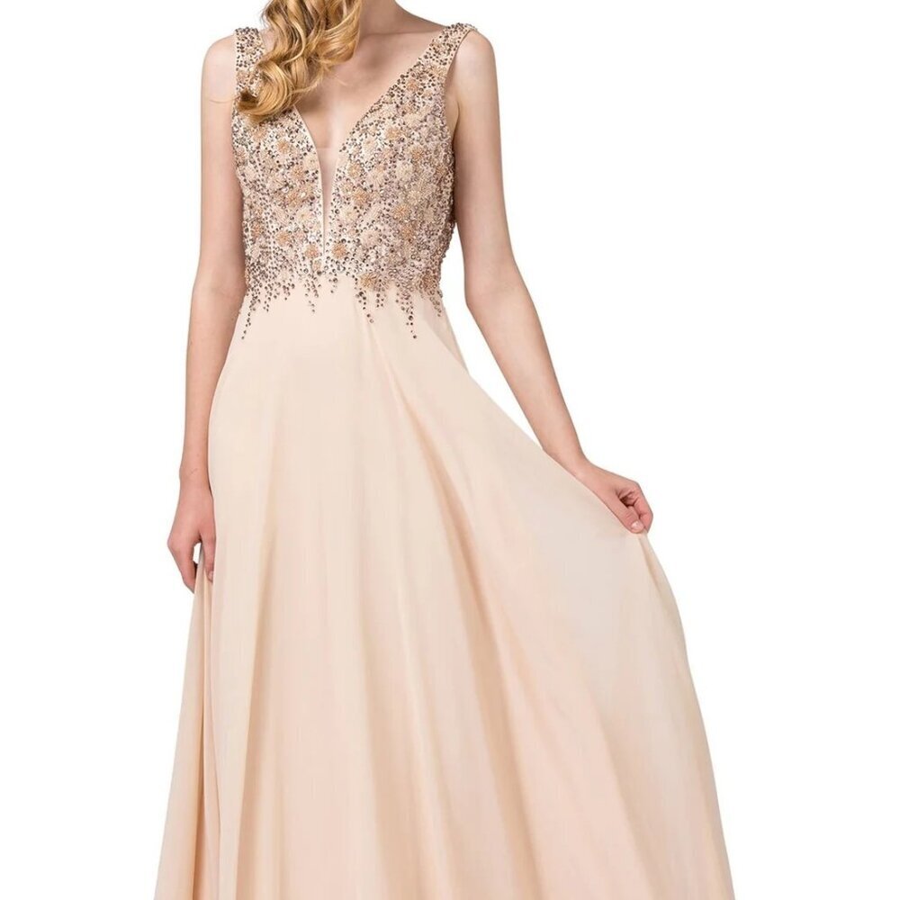 SALE NWT Dancing Queen 2312 Evening Dress Taupe Size XS